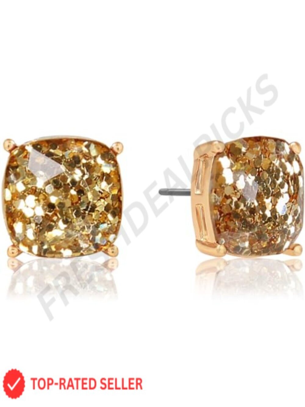 Large Square Stud Earrings for Women - Big Sparkly Rhinestone Studs